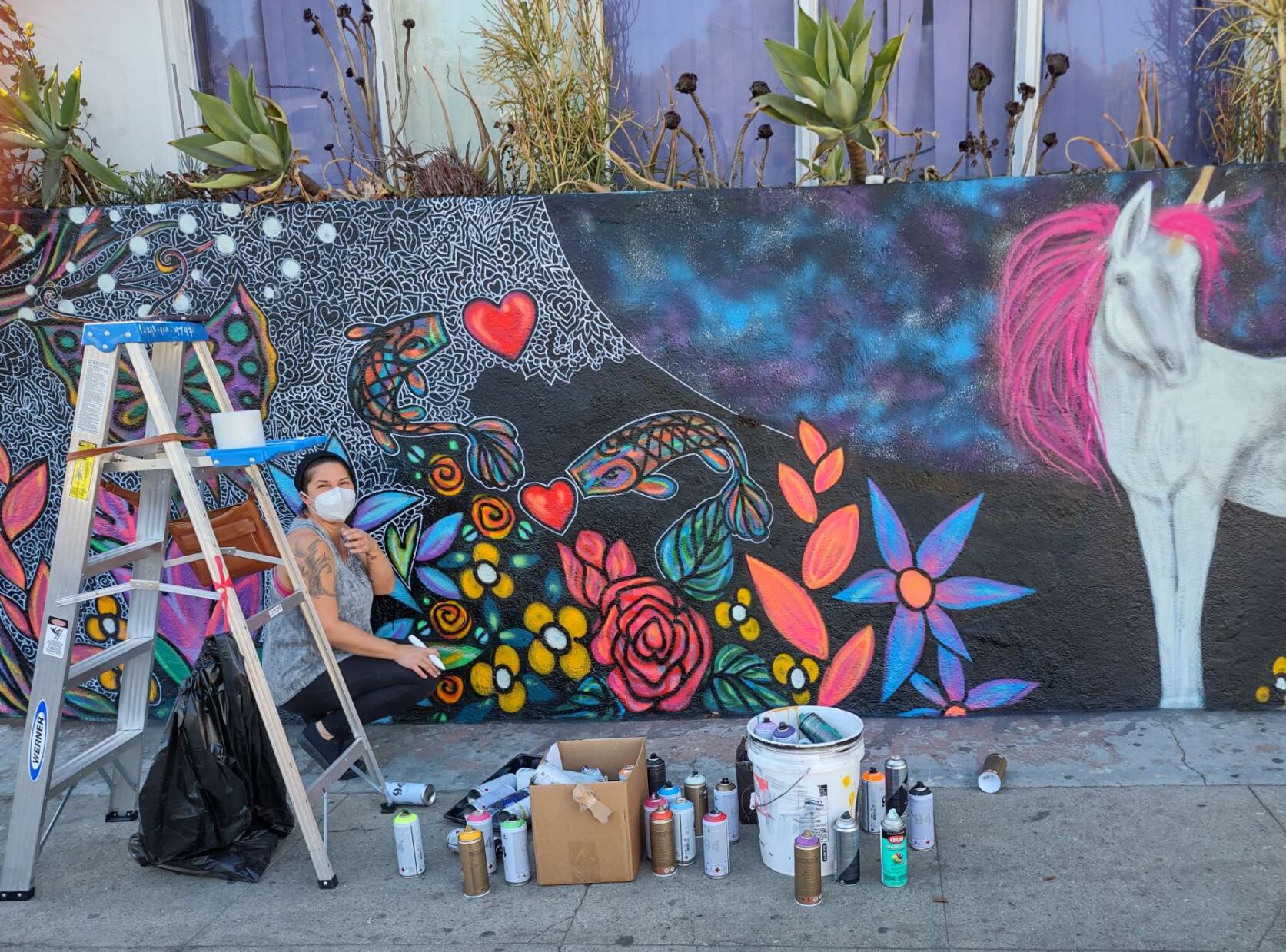 Silver Lake mural in progress
